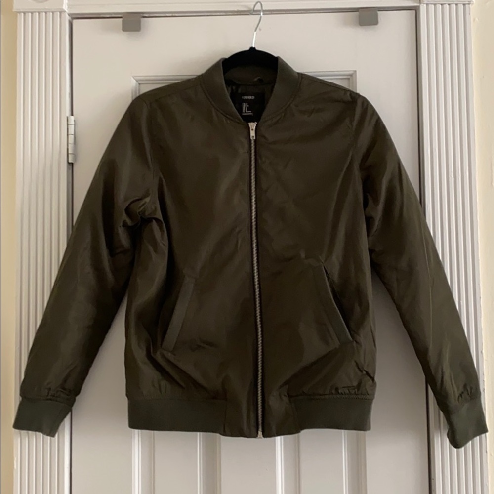 Cute olive nylon bomber from Forever 21!